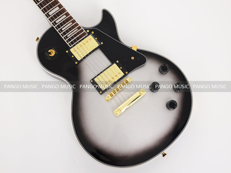 LP Custom Style Electric Guitar with Silver Metallic Finish (CST-008)