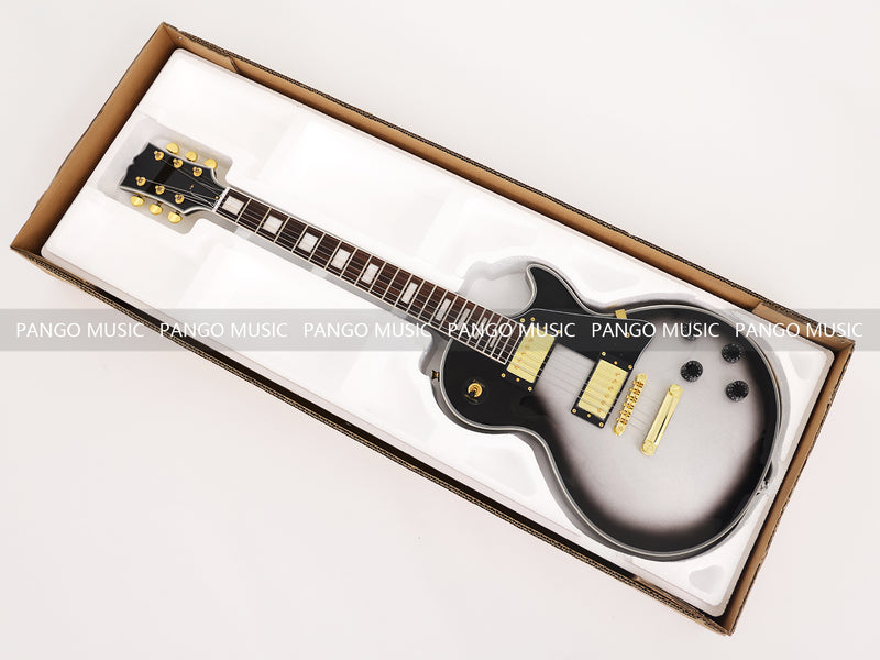 LP Custom Style Electric Guitar with Silver Metallic Finish (CST-008F, No Logo, Fast shipping, Tariff-free)