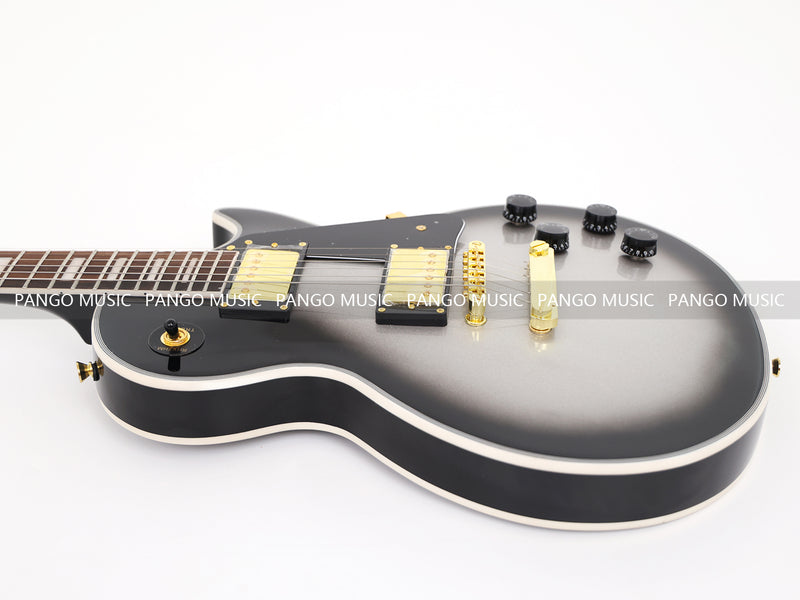 LP Custom Style Electric Guitar with Silver Metallic Finish (CST-008)