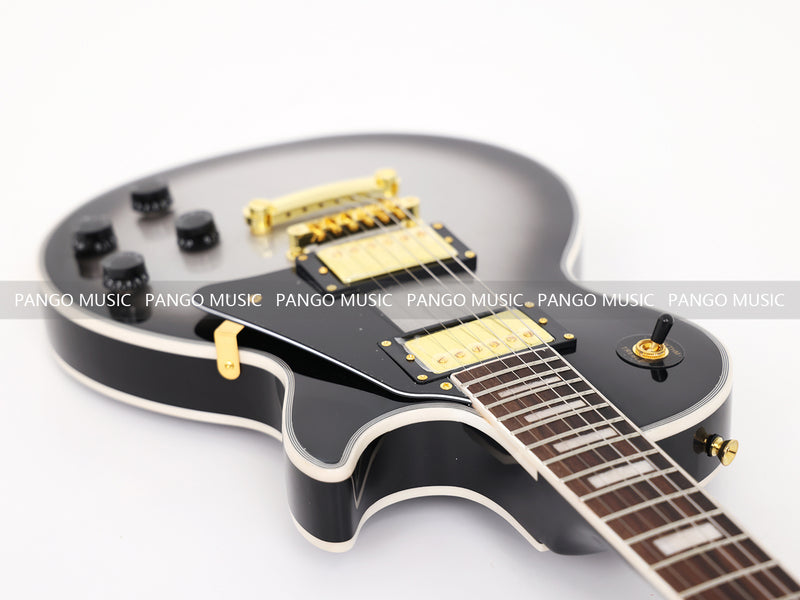 LP Custom Style Electric Guitar with Silver Metallic Finish (CST-008)