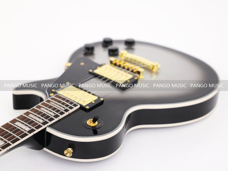 LP Custom Style Electric Guitar with Silver Metallic Finish (CST-008)