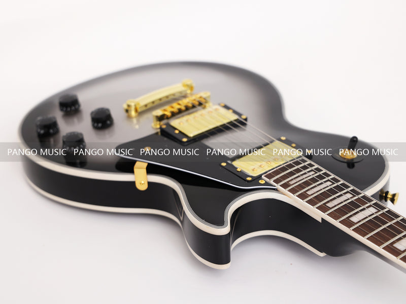 LP Custom Style Electric Guitar with Silver Metallic Finish (CST-008)