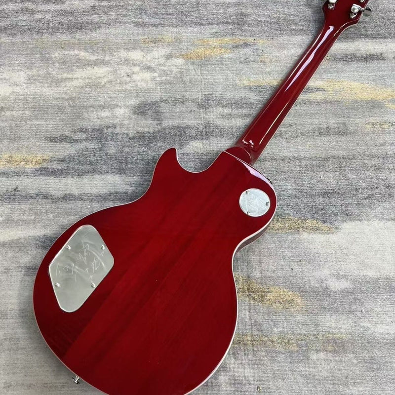 LP Custom Style Triple Humbucker Electric Guitar | Lightning Bolt Inlays | Cherry Sunburst (LRG-053)