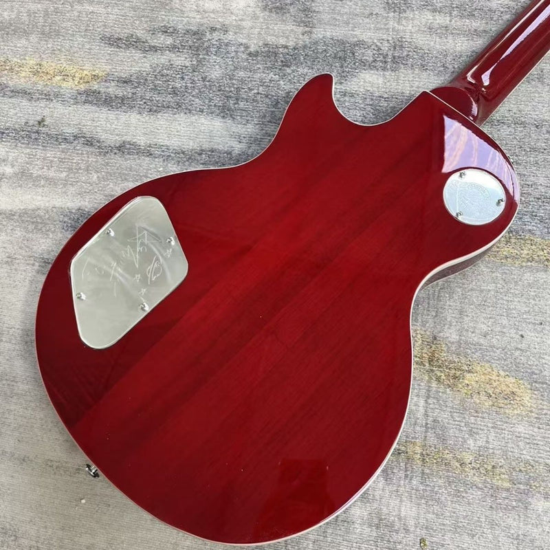 LP Custom Style Triple Humbucker Electric Guitar | Lightning Bolt Inlays | Cherry Sunburst (LRG-053)