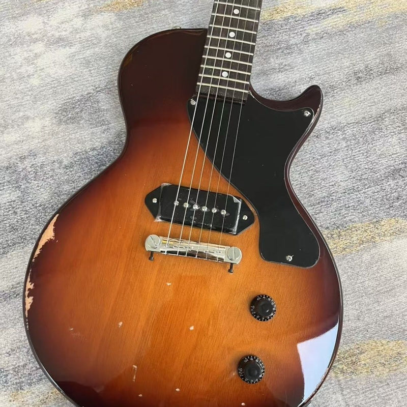 LP Junior Style Electric Guitar with Sunburst Hand-Reliced Finish (LRG-066)