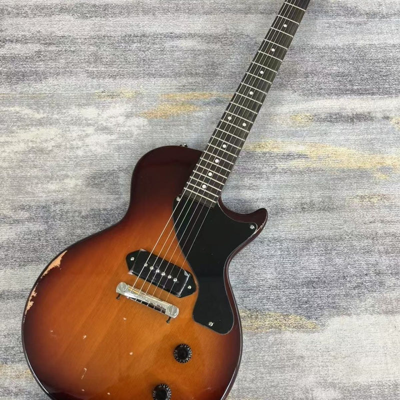 LP Junior Style Electric Guitar with Sunburst Hand-Reliced Finish (LRG-066)