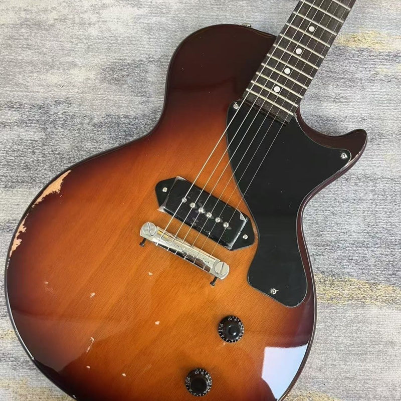 LP Junior Style Electric Guitar with Sunburst Hand-Reliced Finish (LRG-066)