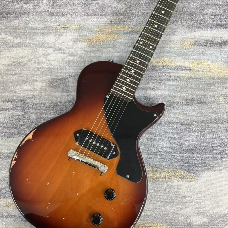 LP Junior Style Electric Guitar with Sunburst Hand-Reliced Finish (LRG-066)