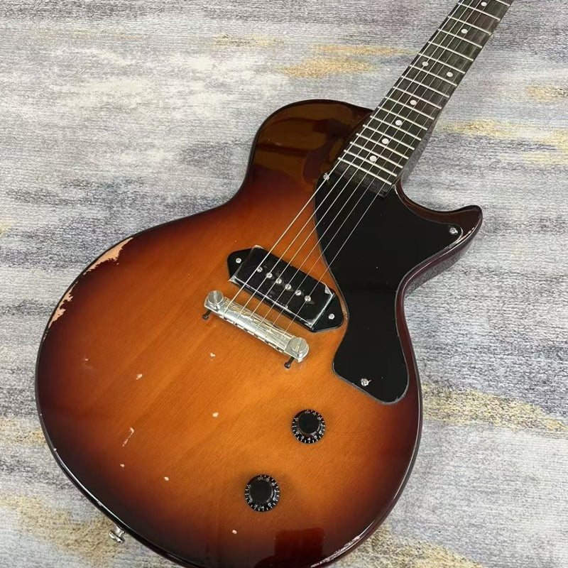 LP Junior Style Electric Guitar with Sunburst Hand-Reliced Finish (LRG-066)