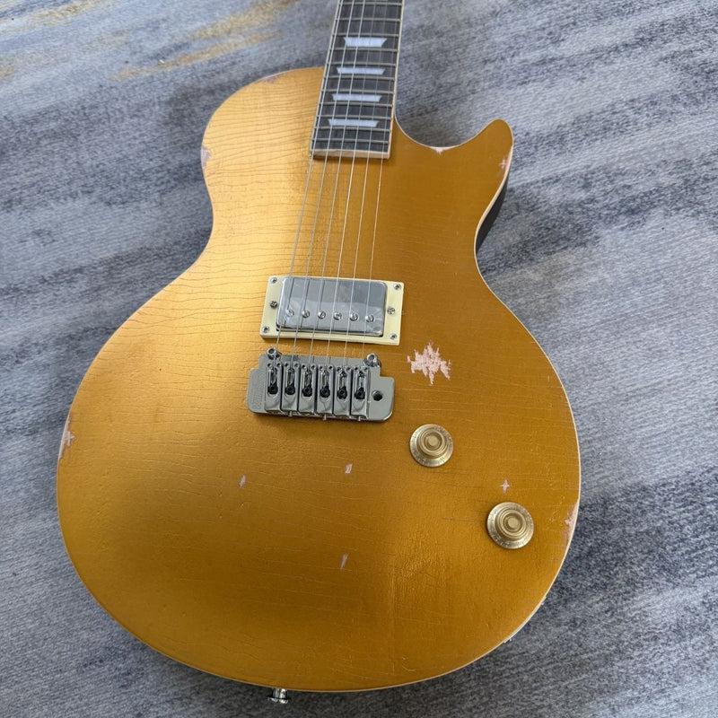 LP Standard Style Electric Guitar with Aged Relic Gold Top(LRG-118)