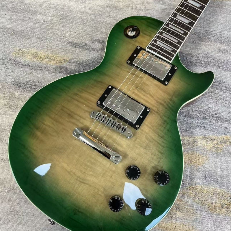 LP Standard Style Electric Guitar with Gloss Green Burst Flamed Top(LRG-140)