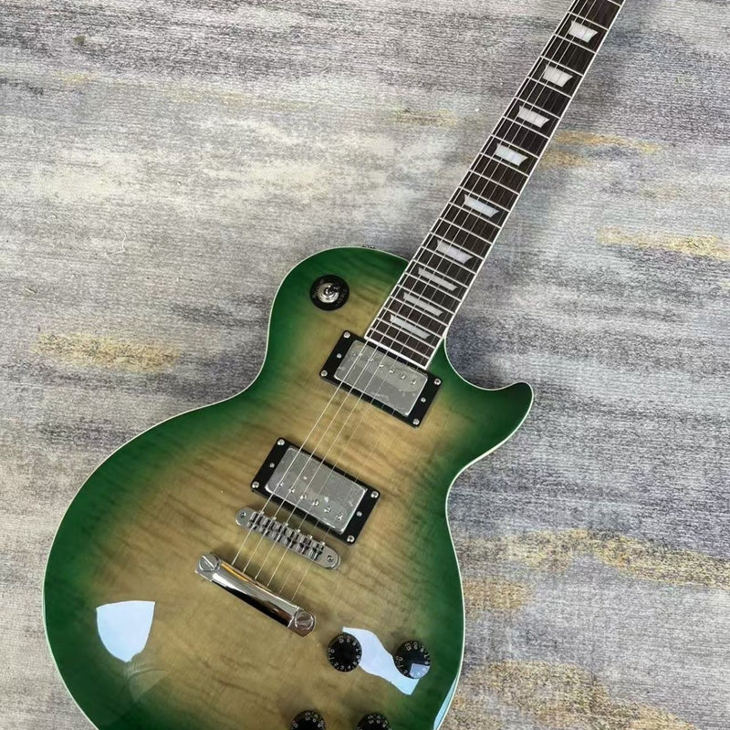 LP Standard Style Electric Guitar with Gloss Green Burst Flamed Top(LRG-140)