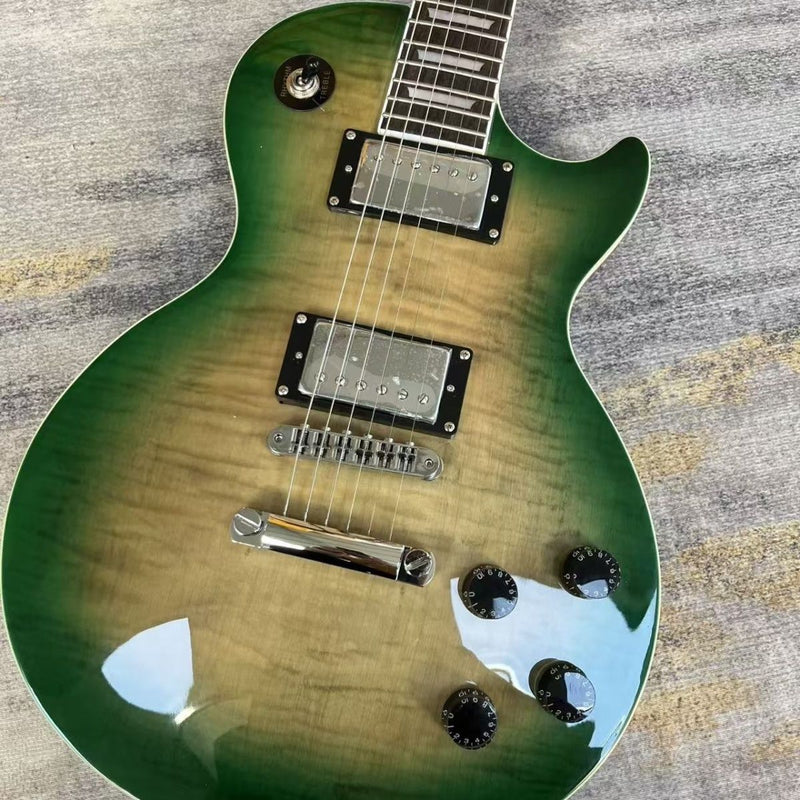LP Standard Style Electric Guitar with Gloss Green Burst Flamed Top(LRG-140)