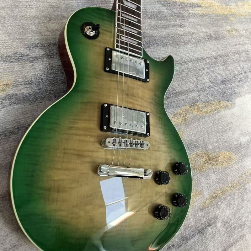 LP Standard Style Electric Guitar with Gloss Green Burst Flamed Top(LRG-140)