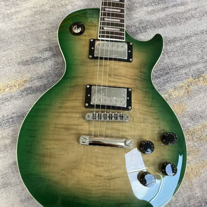 LP Standard Style Electric Guitar with Gloss Green Burst Flamed Top(LRG-140)