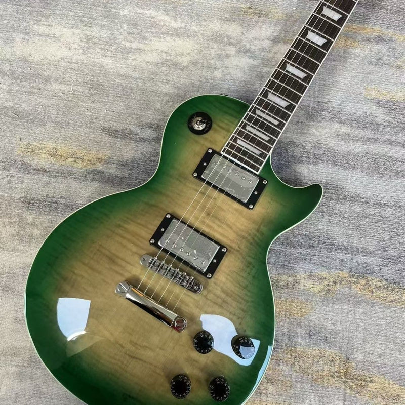 LP Standard Style Electric Guitar with Gloss Green Burst Flamed Top(LRG-140)