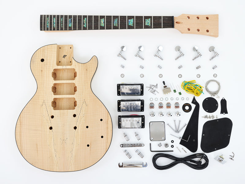 LP Standard Ultra-thin Body DIY Electric Guitar Kit with Spalted Maple Top (LRF-021, Limited Edition)