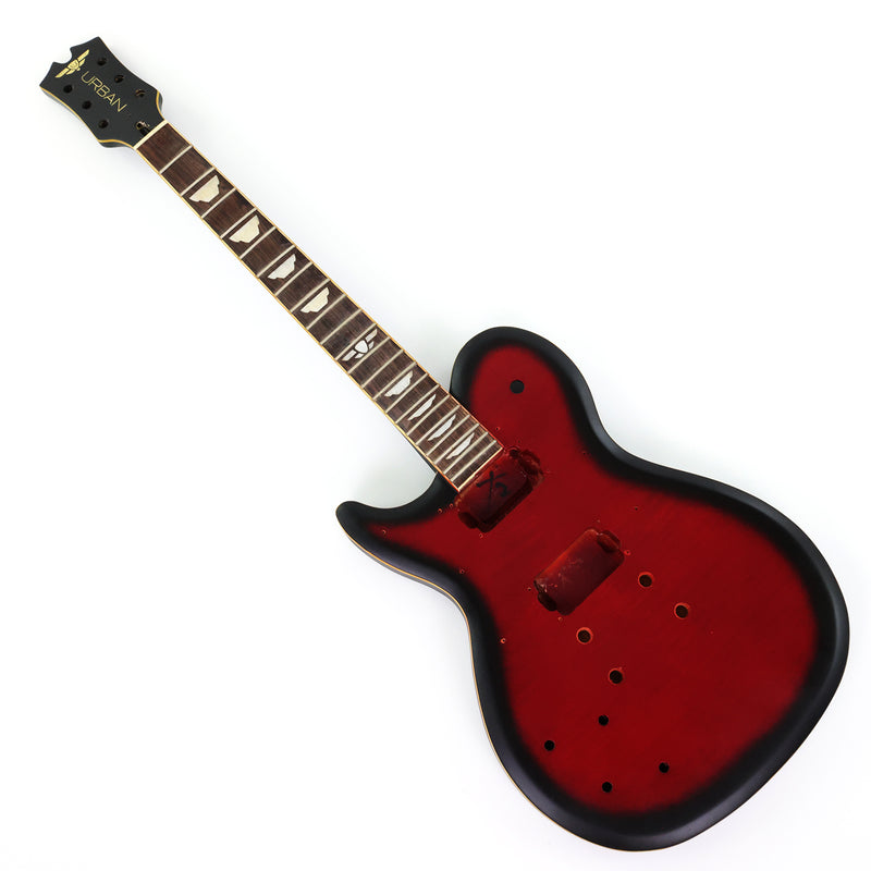 LP Style Pre-Finished Left-Handed DIY Electric Guitar Kit with Satin Red Burst Finish (RTA-016)