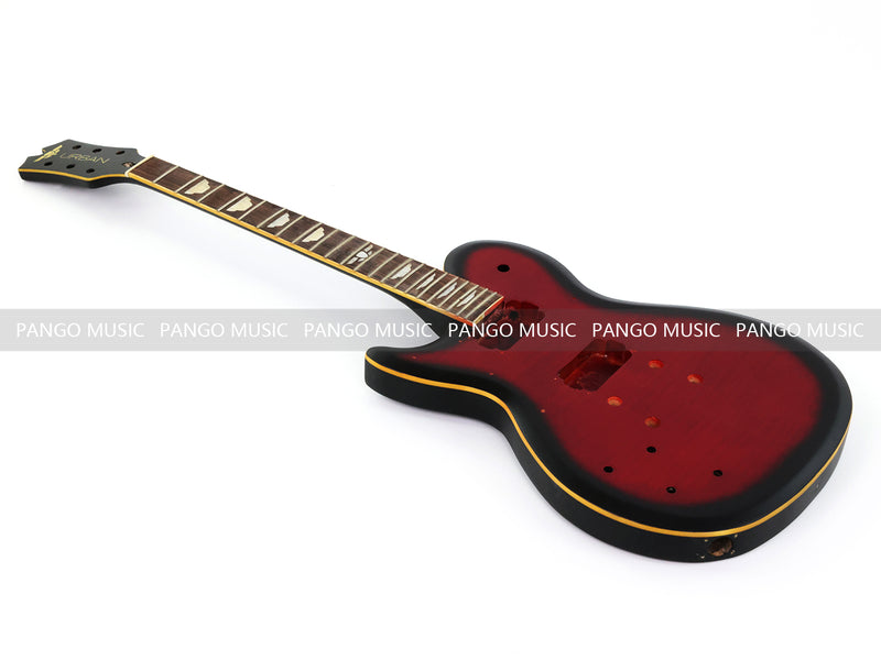LP Style Pre-Finished Left-Handed DIY Electric Guitar Kit with Satin Red Burst Finish (RTA-016)