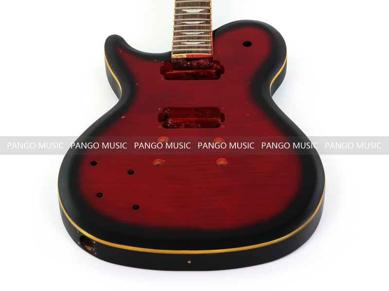LP Style Pre-Finished Left-Handed DIY Electric Guitar Kit with Satin Red Burst Finish (RTA-016)
