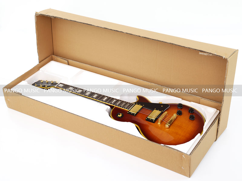 LP Custom Style Electric Guitar with Flamed Maple Top (CST-009F, Fast Shipping, Tariff-free)