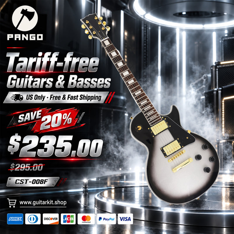 LP Custom Style Electric Guitar with Silver Metallic Finish (CST-008F, Fast shipping, Tariff-free)