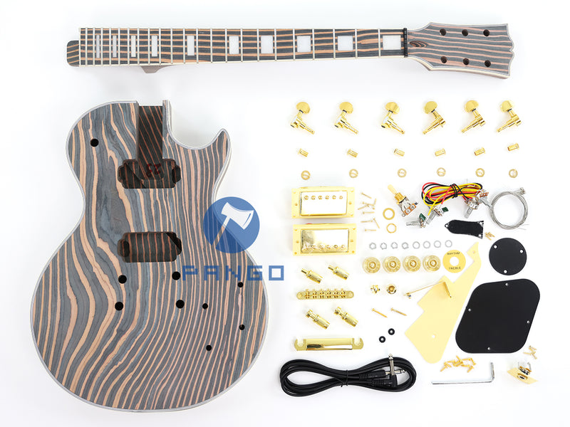 LP Custom Zebrawood DIY Electric Guitar Kit (PLP-066)