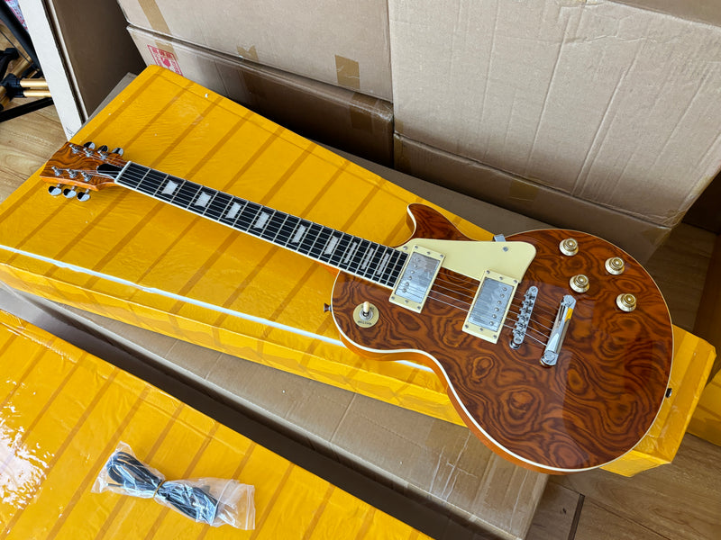 LP Standard Style Electric Guitar with Burl Rosewood Top (YMZ-088)