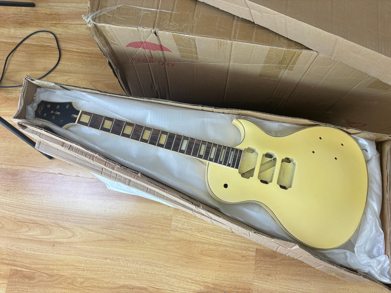 LP Style Pre-Finished Satin Ivory DIY Electric Guitar Kit (RTA-017)