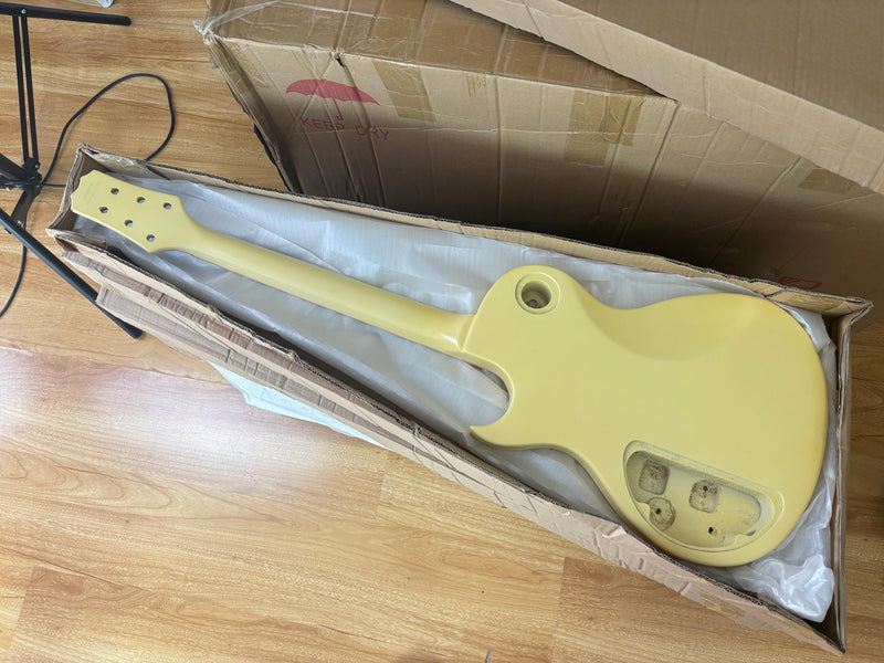 LP Style Pre-Finished Satin Ivory DIY Electric Guitar Kit (RTA-017)