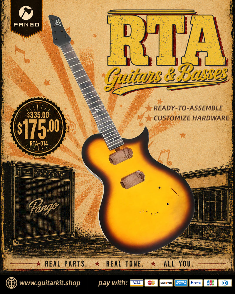 LP Style Pre-Finished Satin Sunburst DIY Electric Guitar Kit (RTA-014)