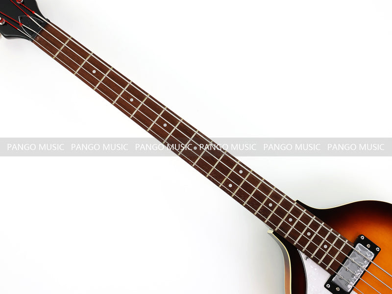 Left-Handed 4-String Violin Semi-Hollow Electric Bass Guitar with Gloss Sunburst Finish (HY-2607)