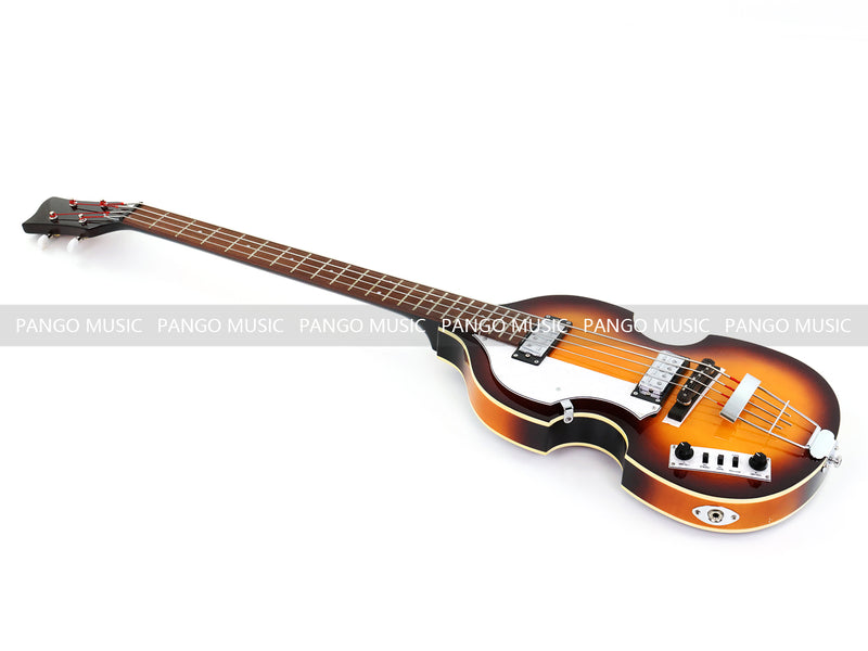 Left-Handed 4-String Violin Semi-Hollow Electric Bass Guitar with Gloss Sunburst Finish (HY-2607)