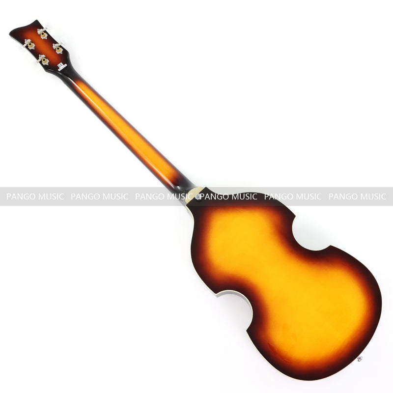 Left-Handed 4-String Violin Semi-Hollow Electric Bass Guitar with Gloss Sunburst Finish (HY-2607)