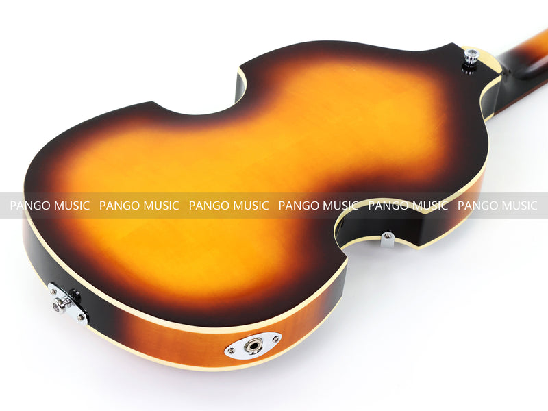 Left-Handed 4-String Violin Semi-Hollow Electric Bass Guitar with Gloss Sunburst Finish (HY-2607)