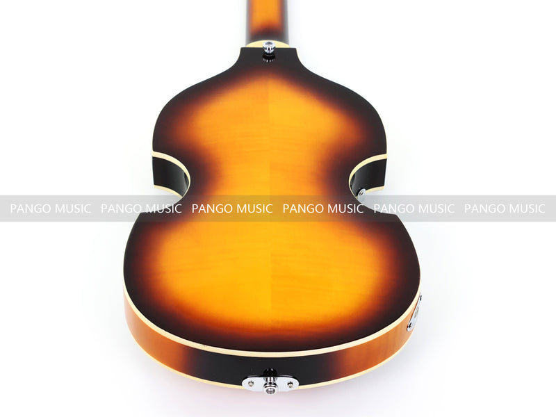 Left-Handed 4-String Violin Semi-Hollow Electric Bass Guitar with Gloss Sunburst Finish (HY-2607)