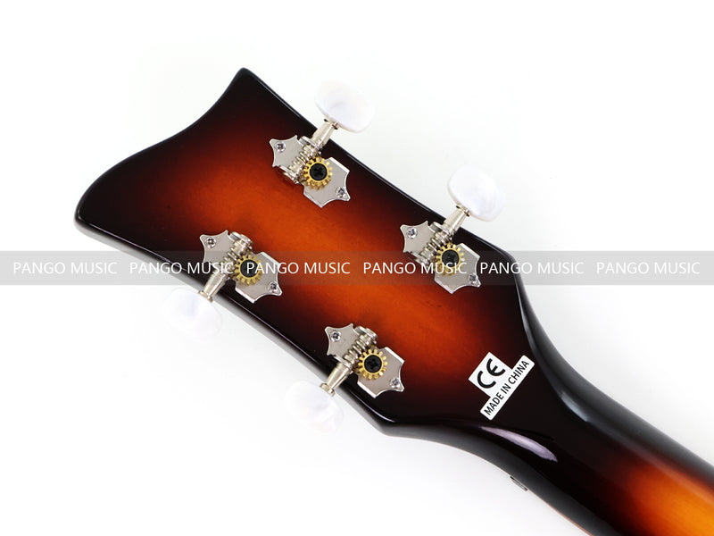 Left-Handed 4-String Violin Semi-Hollow Electric Bass Guitar with Gloss Sunburst Finish (HY-2607)