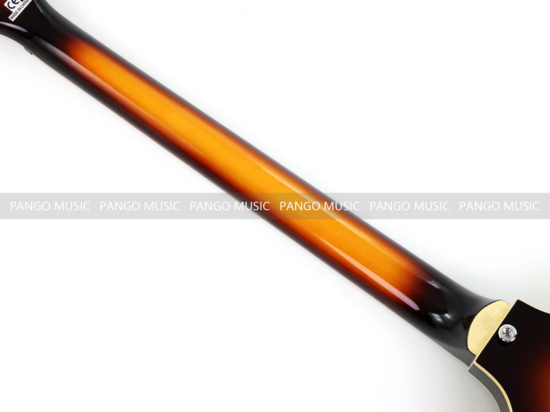 Left-Handed 4-String Violin Semi-Hollow Electric Bass Guitar with Gloss Sunburst Finish (HY-2607)