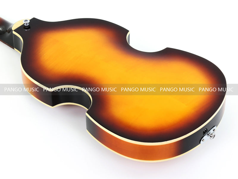 Left-Handed 4-String Violin Semi-Hollow Electric Bass Guitar with Gloss Sunburst Finish (HY-2607)