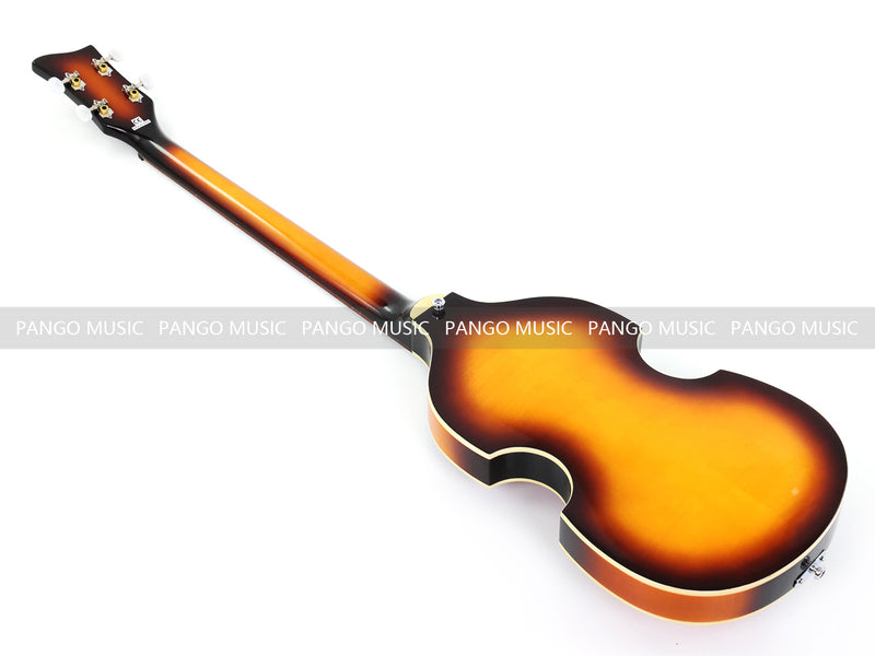 Left-Handed 4-String Violin Semi-Hollow Electric Bass Guitar with Gloss Sunburst Finish (HY-2607)