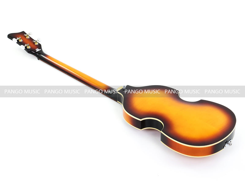 Left-Handed 4-String Violin Semi-Hollow Electric Bass Guitar with Gloss Sunburst Finish (HY-2607)