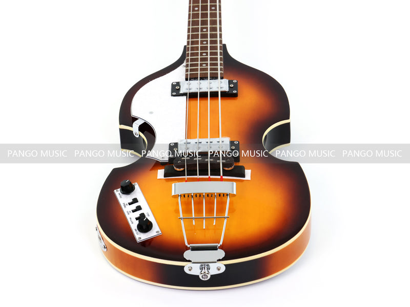 Left-Handed 4-String Violin Semi-Hollow Electric Bass Guitar with Gloss Sunburst Finish (HY-2607)