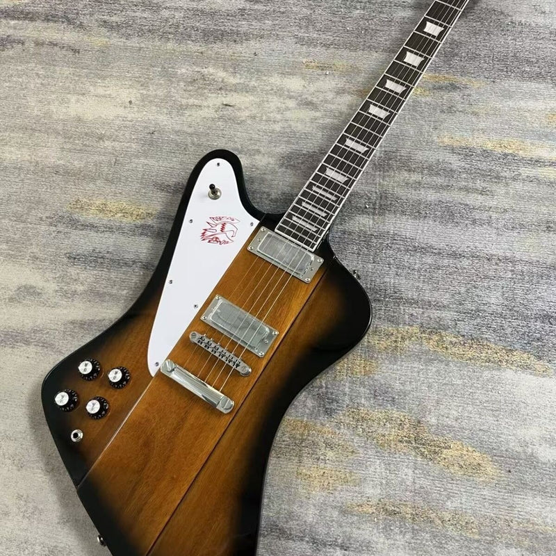 Left-Handed Firebird Style Electric Guitar with Gloss Tobacco Sunburst Finish(LRG-123)