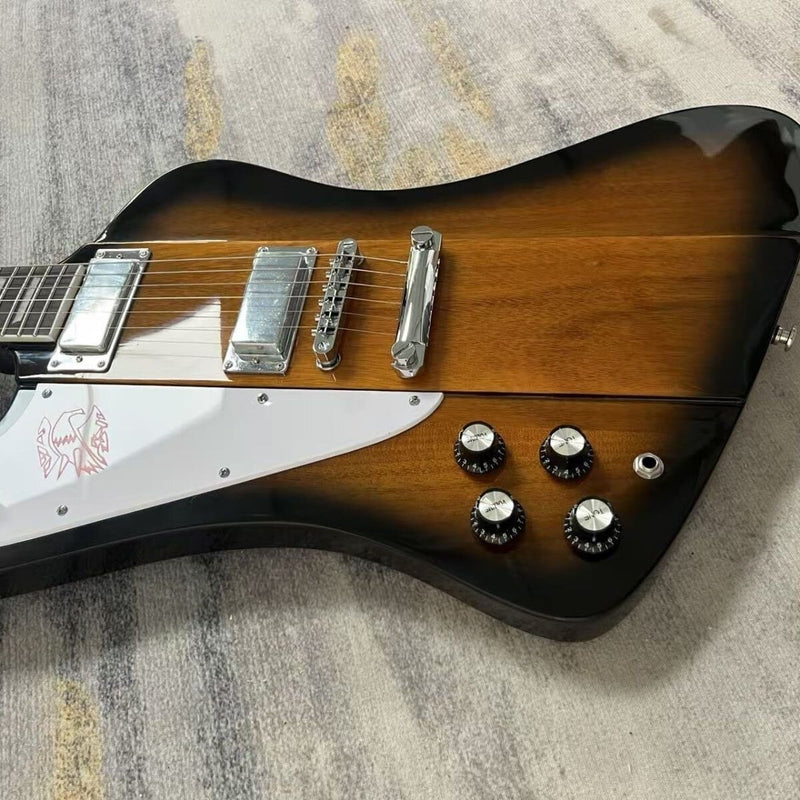 Left-Handed Firebird Style Electric Guitar with Gloss Tobacco Sunburst Finish(LRG-123)