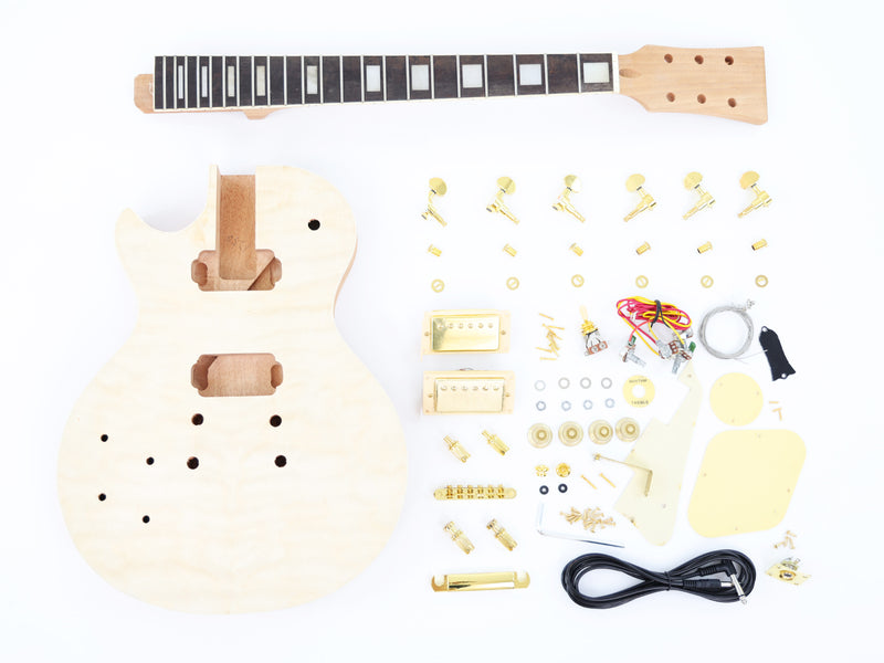 Left Hand LP Standard DIY Electric Guitar Kit with Quilted Maple Top (LRF-018, Limited Edition)
