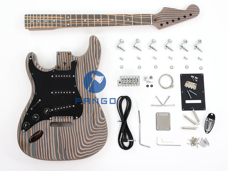 Pre-Sale Left-Handed ST-Style All Zebrawood DIY Electric Guitar Kit (PST-528)