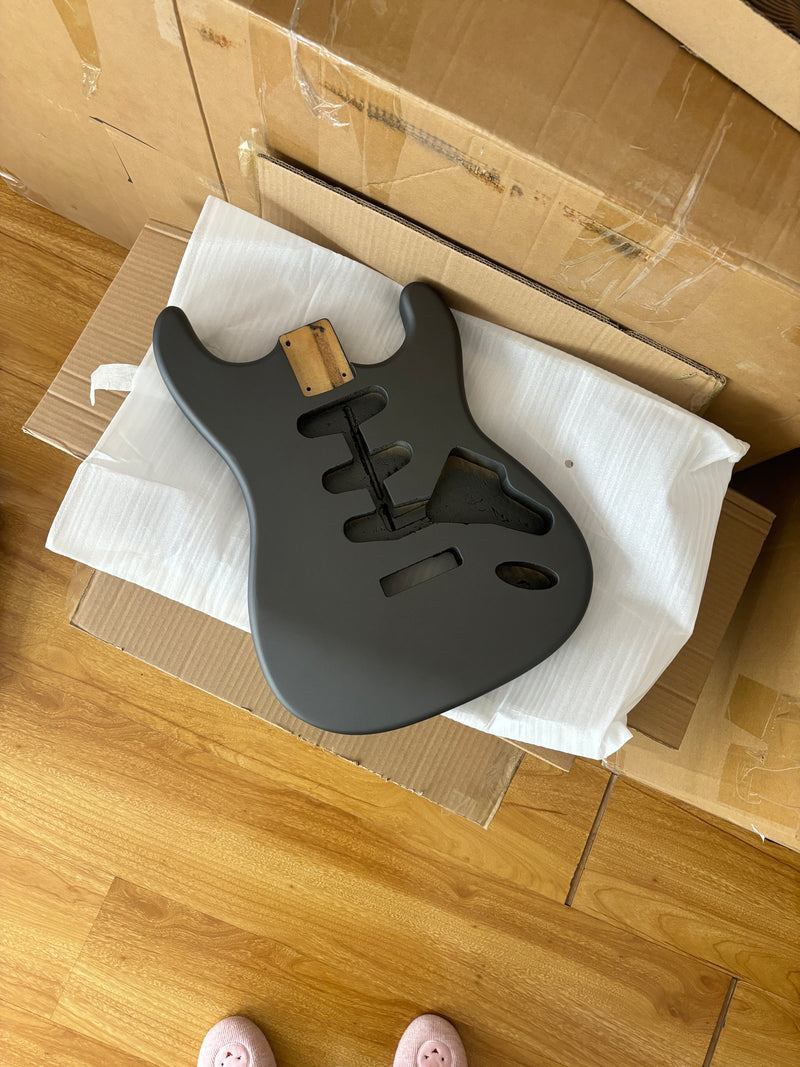 Lightweight Paulownia ST-Style Guitar Kit Body with Matte Charcoal Gray Finish (STB-101)