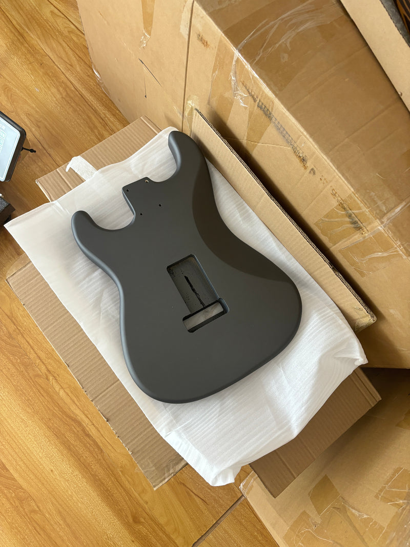 Lightweight Paulownia ST-Style Guitar Kit Body with Matte Charcoal Gray Finish (STB-101)
