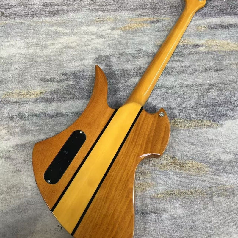 Mockingbird Style Neck-Through Natural Amber Electric Guitar (LRG-038, No Logo)