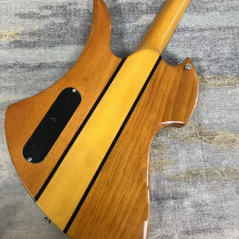Mockingbird Style Neck-Through Natural Amber Electric Guitar (LRG-038, No Logo)